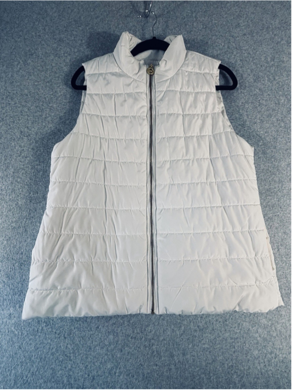 Michael Kors Womens Large White‎ Quilted Puffer Vest Full Zip Lightweight